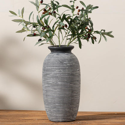 Ceramic Flower Vase, Small Rustic Farmhouse Vases Home Decor, Short Pottery Decorative Pampas Vase for Table Living Room Entryway Mantel Bookshelf Bedroom Bathroom Kitchen - 6" W
