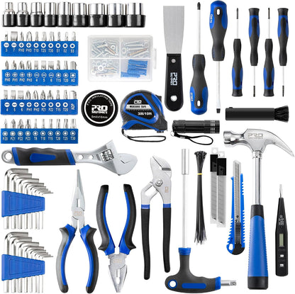 Prostormer 229-Piece Household Tool Set, Basic Home Tool Kit | All-purpose Tools with Tool Box for Home Repair, Furniture Fitting, Crafting & DIY Projects