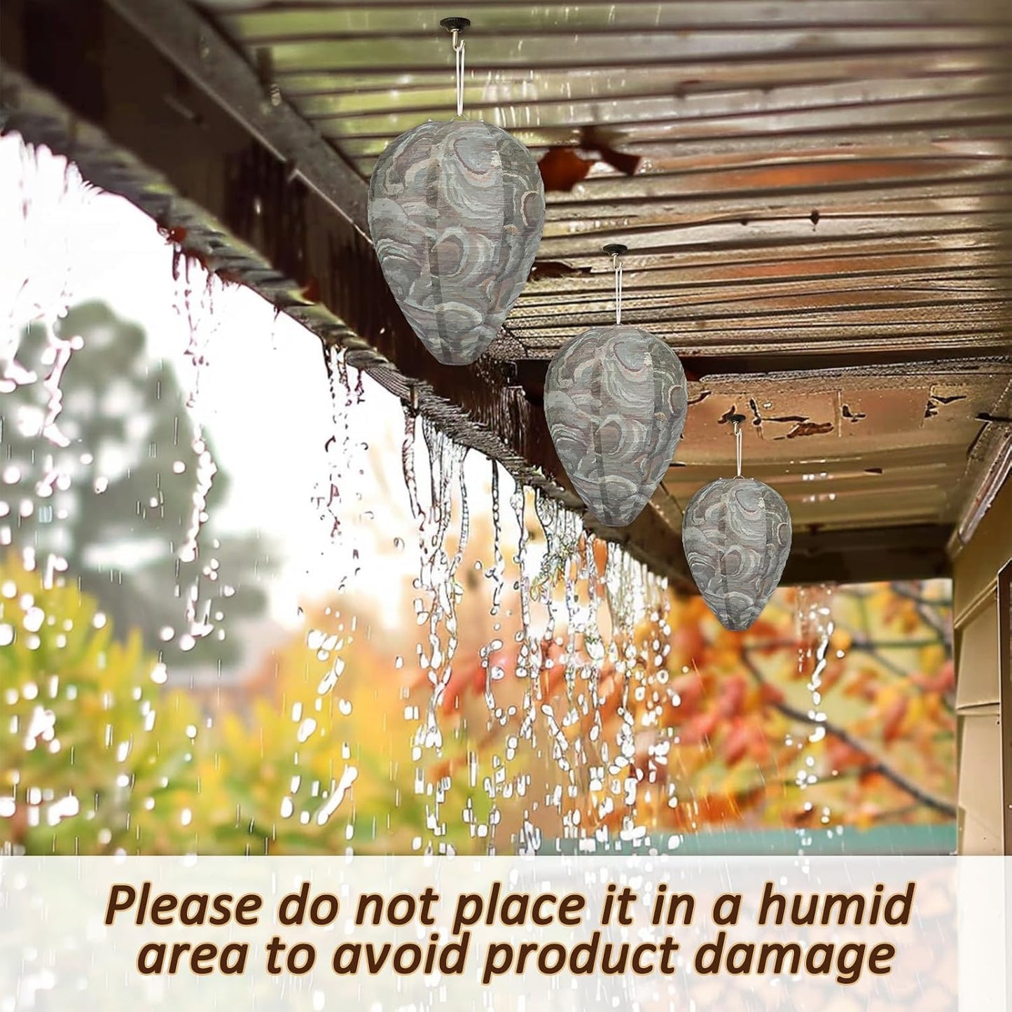 DECYOOL 6 Pack Paper Fake Wasp Nests Decoys for Yellow Jackets and Wasps | ﻿ Oversized Paper Build, Eaves/Garbage/Pool Areas, Territorial Hive Mimicry, Hanging Design,Easy Mount