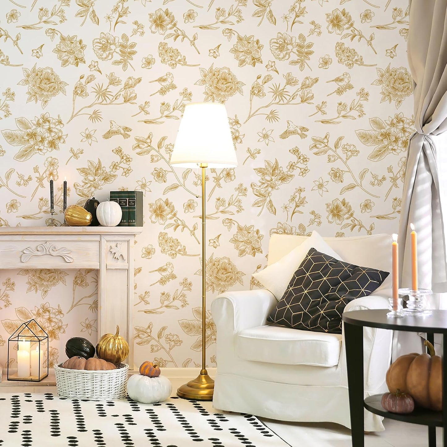 Safiyya Peel and Stick Wallpaper Floral Green and White Leaf Contact Paper for Cabinets 17.3"x 78.7" Self Adhesive Removable Wallpaper for Bathroom Renter Friendly Wall Paper Vinyl Roll