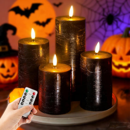 LUSHARBOR Flameless Candles, 4 Pack Battery Operated Candles with Remote, Real Wax LED Fake Candles with Timer Flickering for Christmas Wedding Home Party D3 H 5" 6" 7" 9" White