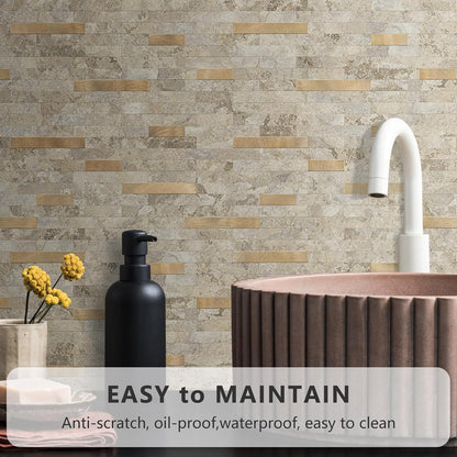 STICKGOO Peel and Stick Backsplash Tile, Stick on Backsplash for Kitchen and Bathroom, Volakas White Look PVC Mixed Metal Silver Self Adhesive Wall Tiles(Sample)