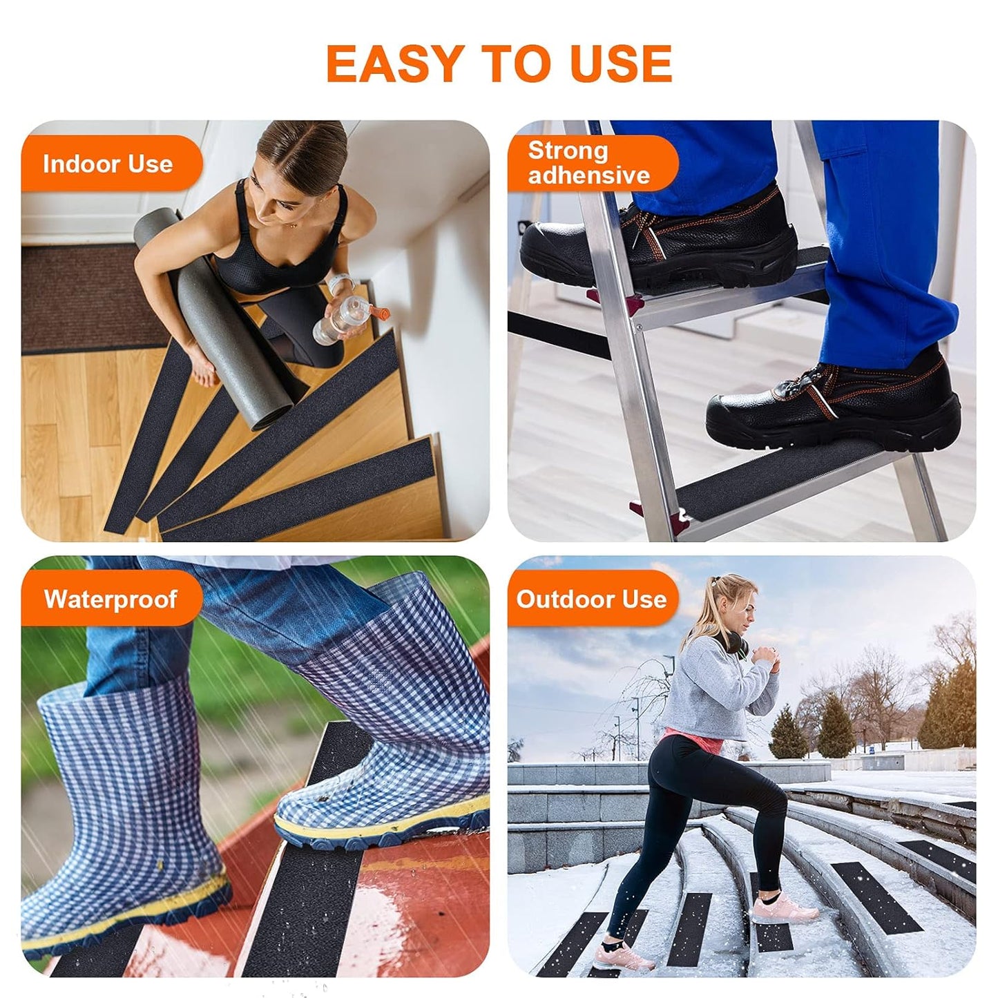 Qingluan Grip Tape, Heavy Duty Anti Slip Tape for Stairs Outdoor/Indoor Waterproof 4" x 33 ft, Safety Non-Slip Roll for Stair Step Traction Treads Stair Non Slip Strips Grey