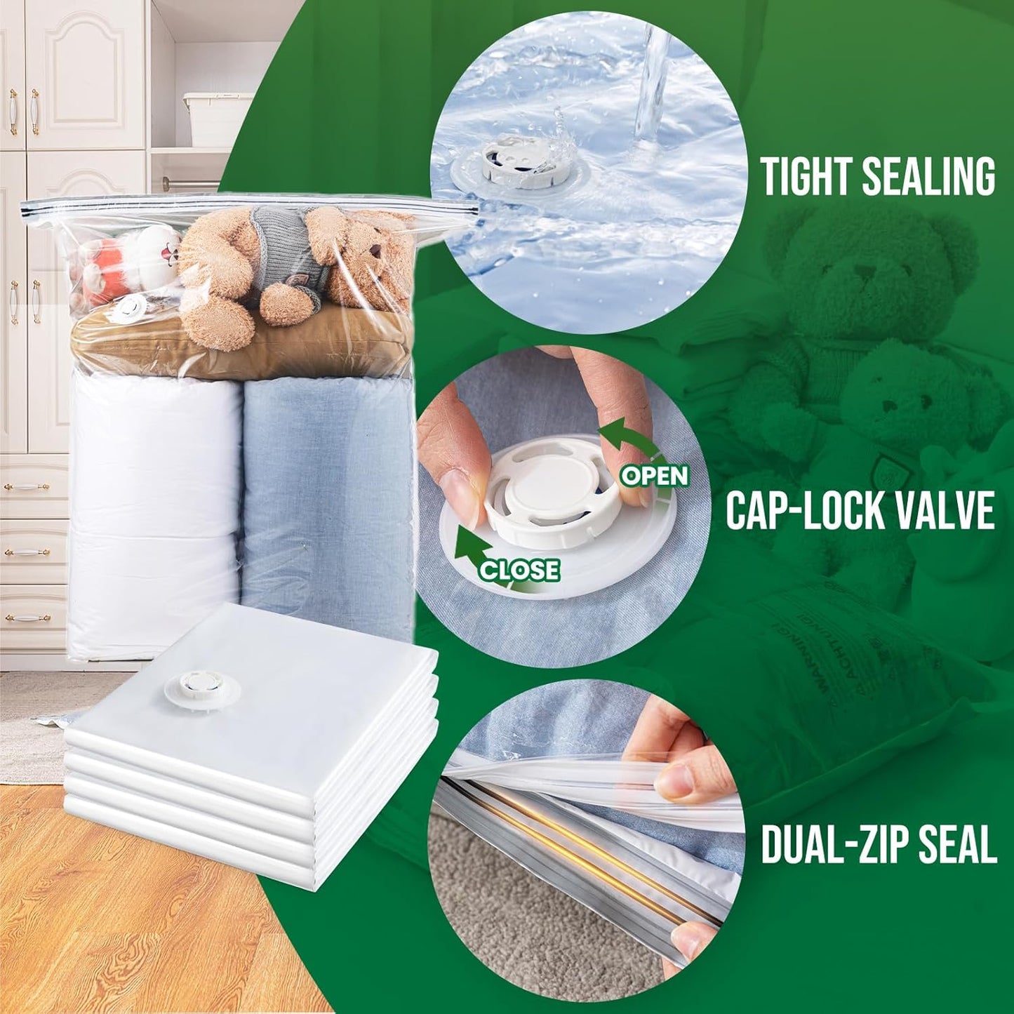 TAILI 8 Pack Vacuum Storage Bags, Jumbo Size (31×40 inch), Vacuum Seal Bags for Clothing, Bulky Bedding, Comforter, Blankets, Pillows, Space Saver Packing
