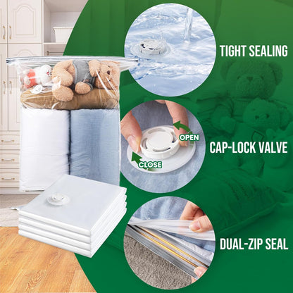TAILI 8 Pack Vacuum Storage Bags, Jumbo Size (31×40 inch), Vacuum Seal Bags for Clothing, Bulky Bedding, Comforter, Blankets, Pillows, Space Saver Packing