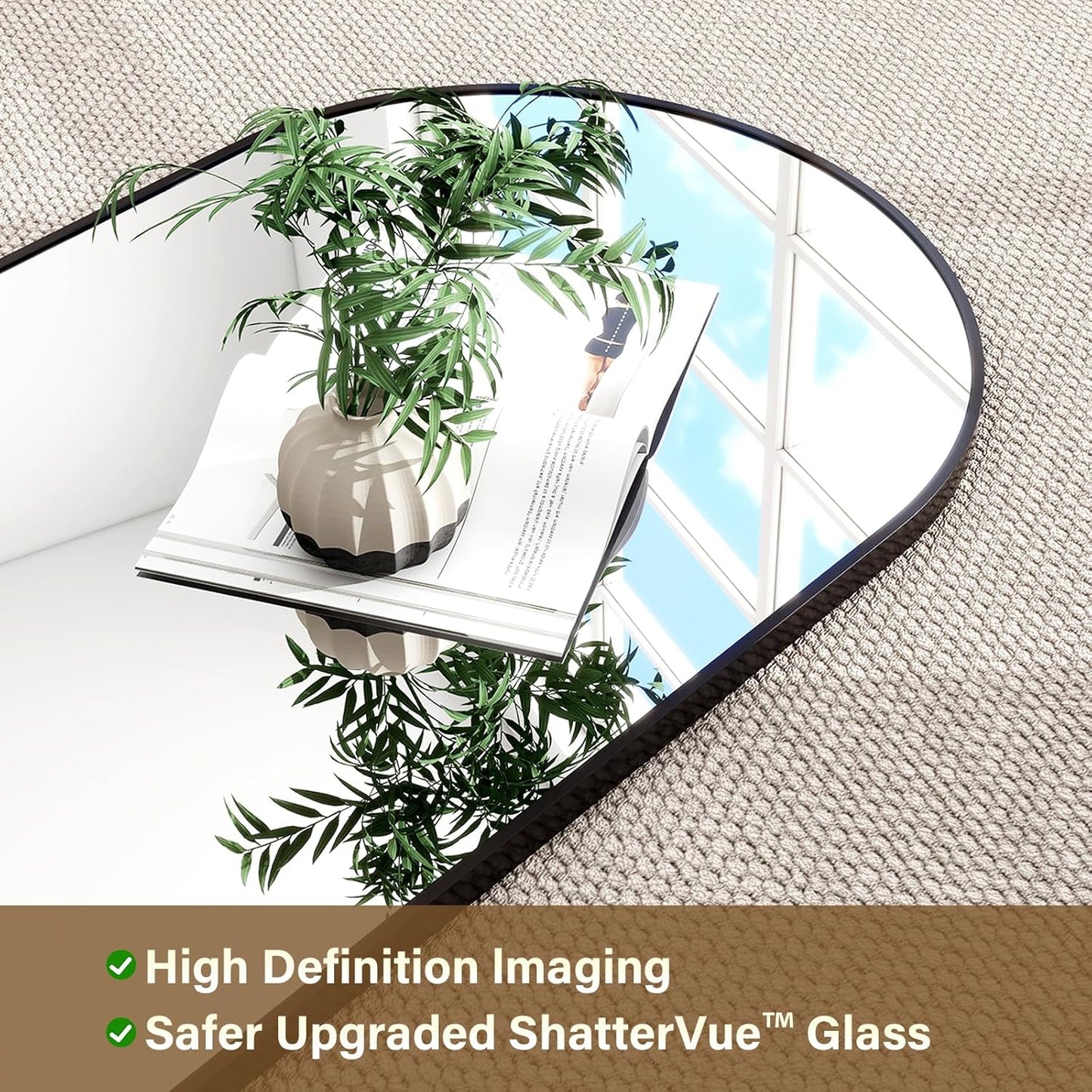 HARRITPURE 64"x21" Arched Full Length Mirror Free Standing Leaning Hanging Mounted Mirror Aluminum Frame Modern Simple Home Decor for Living Room Bedroom Cloakroom, Gold