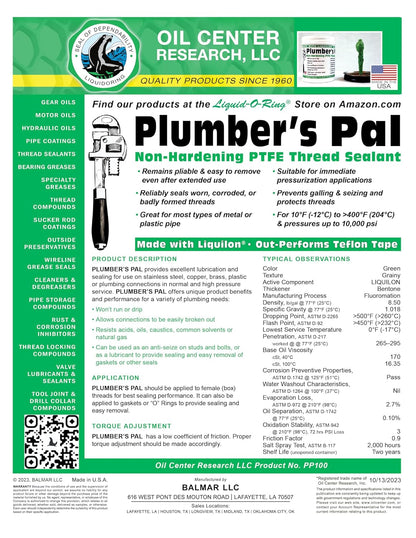 Plumber’s Pal Non-Hardening PTFE Thread Sealant Paste – Seals Worn Metal & Plastic Pipe Threads, High Temp & High Pressure (10,000 PSI), 5oz Brush Top Can, Made in USA