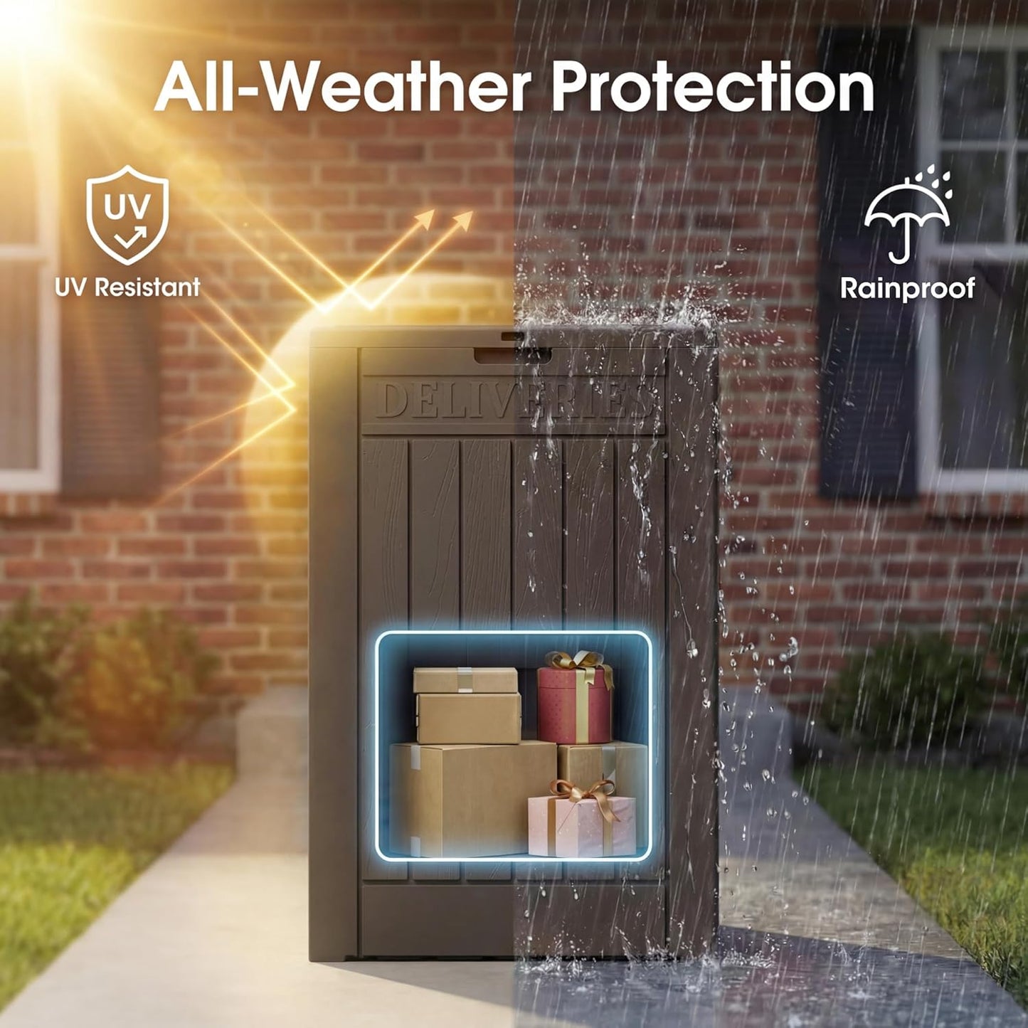 Greesum Outdoor Storage Box 31 Gallon Storage Box with Lid for Patio Furniture, Garden Tools, Pool Supplies, Waterproof and UV Resistant, Lockable, Dark Black