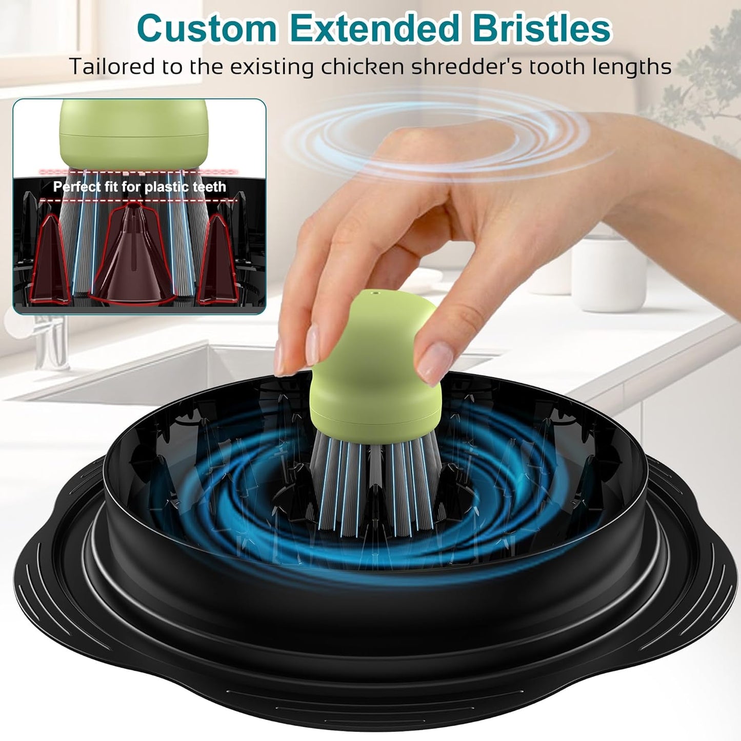 Mini Dish Brush for Cleaning Chicken Shredder, Palm Brush Dish Scrubber with Ergonomic Grip, Kitchen Brush for Washing Dishes, Pans, Pots, Sink (1, Black)