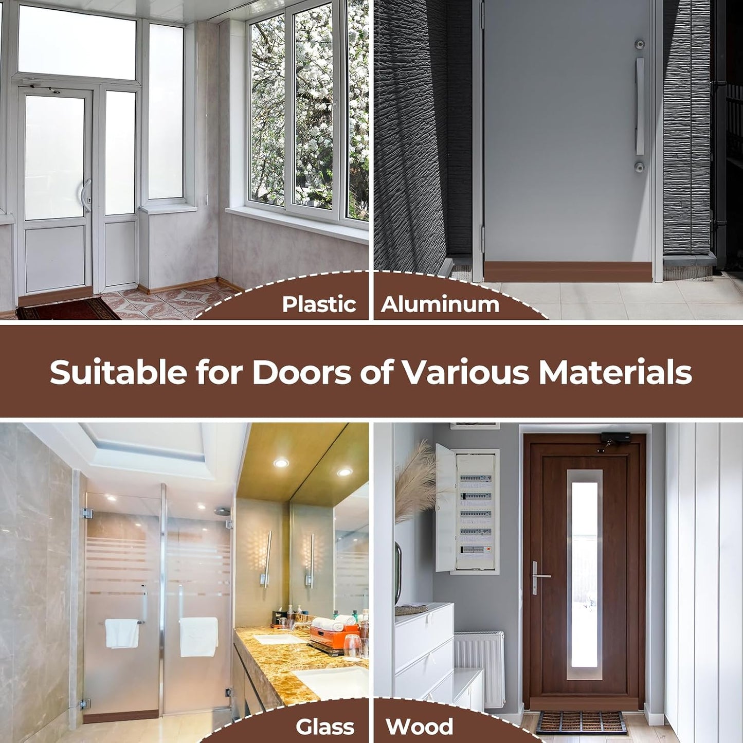 Door Draft Stopper, Ohuhu 39"L x 2"W Silicone Weather Stripping Under Door Seal for Exterior Interior Doors, 1" Widened Strong Adhesive, Soundproof Door Sweep Strip to Block Cold, Noise, Light Pests