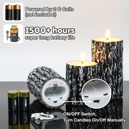 Eywamage Ivory Flameless Pillar Candles with Remote, Flickering Realistic LED Battery Wax Candles Set of 3, Φ 3" H 4" 5" 6"
