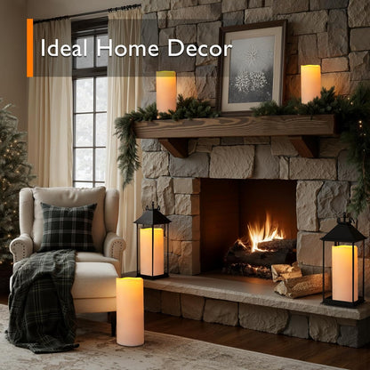 Homemory 6" 8" 10" x 4" Waterproof Outdoor Flameless Candles, Battery Operated Flickering LED Pillar Candles with Remote and Timers for Indoor, Plastic, Ivory White