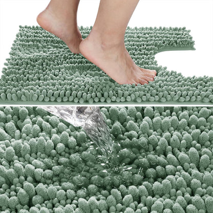 Yimobra Bathroom Rugs Non Slip Washable - Ultra Soft Absorbent Chenille Bath Mat, Quick Dry Shaggy Floor Carpet for Tub Shower, Gray Home Decor Accessories, 24x17 Inch