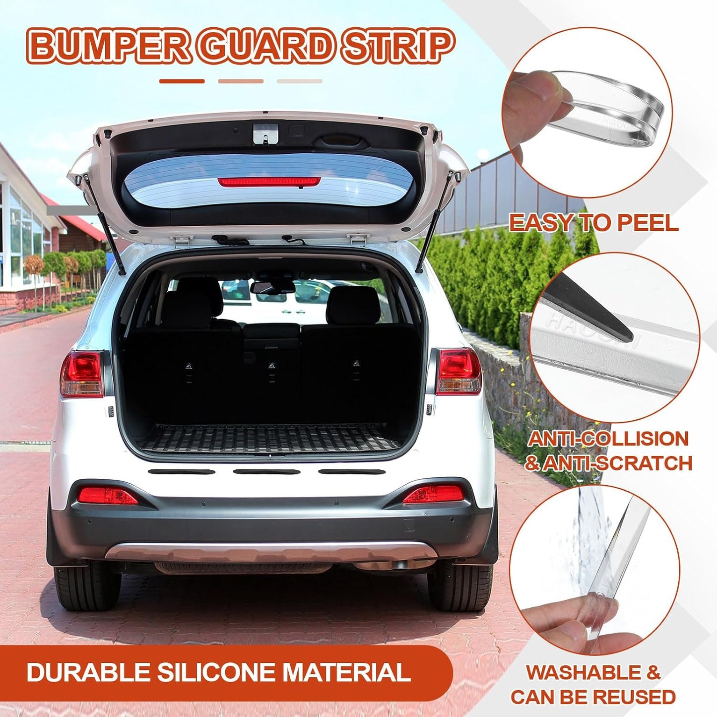 PATIKIL Bumper Guard Strip, 8 Pcs Anti-Collision Patch Anti-Scratch Rear Bumper Protector Trim Self Adhesive Car Side Door Edge Sticker for SUV Pickup Truck, Clear
