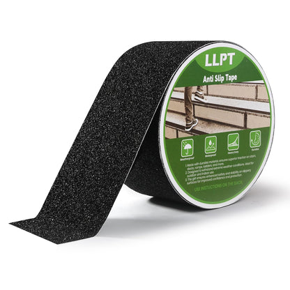 LLPT Grip Tape 2" x 16.5 Ft Ft Black Heavy Duty Anti Slip Tape | Waterproof, Deep Diamond Anti-Slip Texture, Strong Adhesion for House Stairs Ladders Bathroom Floor Steps Staircase Tread