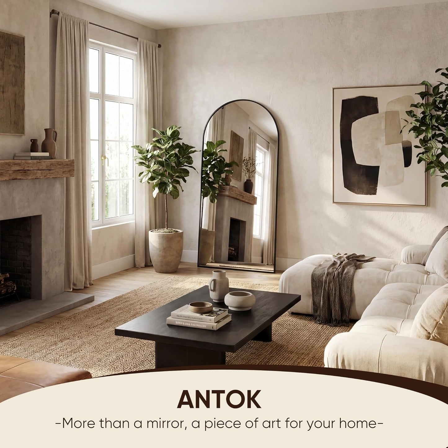Antok 58" x19” Arched Full Length Floor Mirror, Gold Aluminum Frame, Free Standing/Wall Mount/Leaning for Bedroom, Living Room, Dressing Room