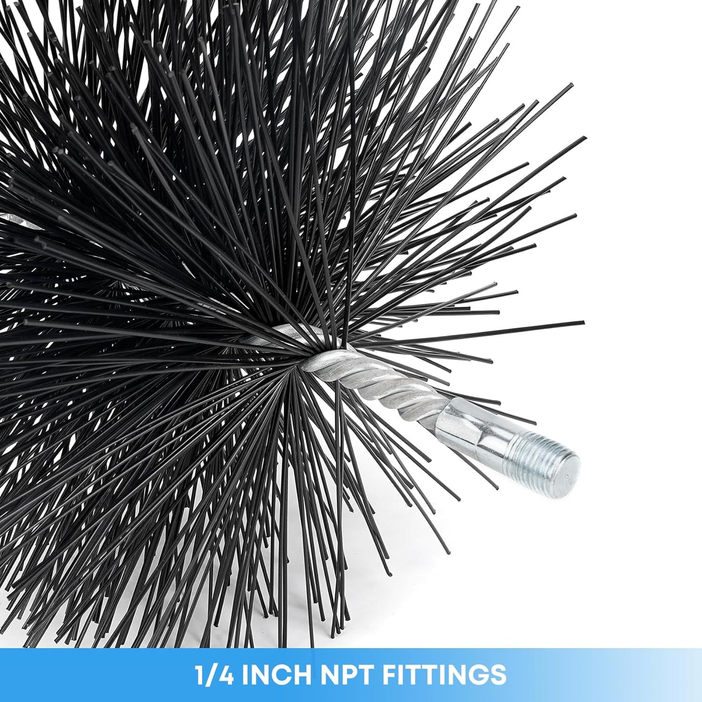 Stanbroil 6 Inch Round Chimney Cleaning Brush with 1/4" NPT Fitting for Insulated Chimneys, Stainless Steel or Metal Stove Pipes- Works with Most Chimney Rod Sets
