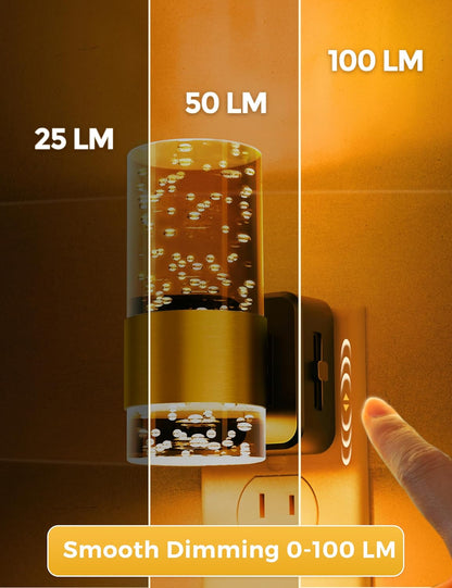 L LOHAS LED Night Light,Dimmable Night Lights Plug into Wall, 2 Pack Acrylic Nightlight with 0-100 LM Adjustable Brightness, 3000K Plug in Night Light with Dusk to Dawn Sensor, for Bathroom Hallway