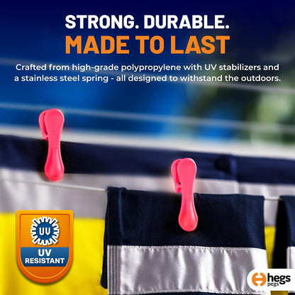 Hegs 24 Pack Multi-Color - The Smartest Heavy Duty Clothespins with Hooks - Hang 3 Garments at Once with Our Tough, Dual Hooks Clothes Pins with Anti-Rust Spring - Durable, Colorful Clothespins