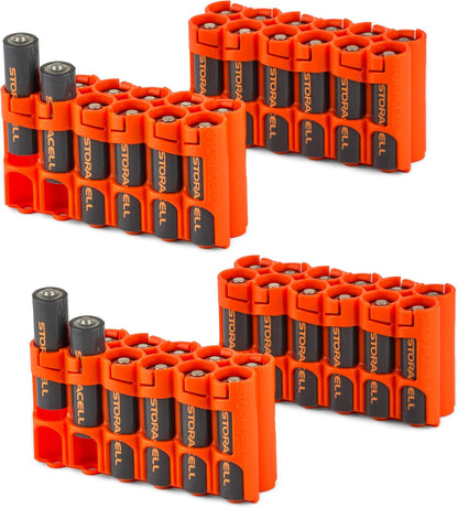 AA Battery Storage Caddy by Storacell, Orange, Holds 12 Batteries (Not included)