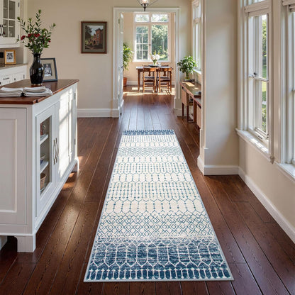 Lahome Moroccan Entry Rug 2x3, Non-Slip Washable Front Indoor Door Mat Rubber Backing Low-Profile Door Rugs, Small Geometric Print Distressed for Entryway Bathroom Kitchen, Black Hana