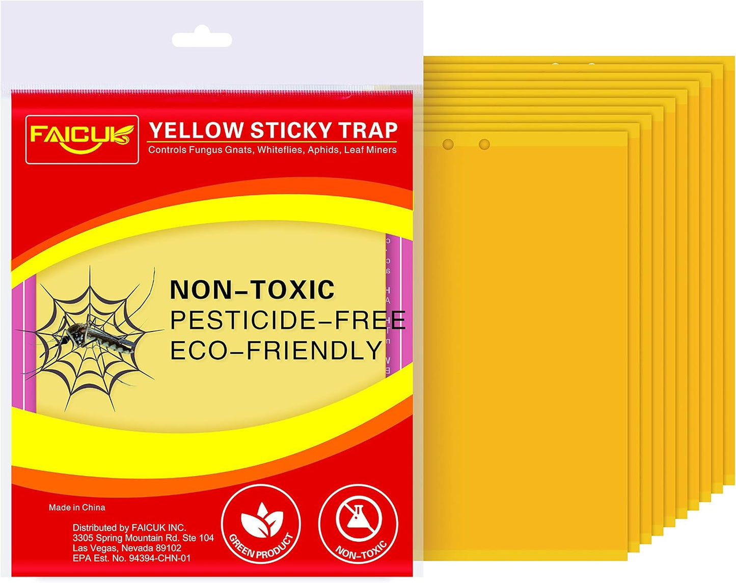 Faicuk Yellow Dual-Sided Sticky Fly Traps for Plant Insect Like Aphids, Fungus Gnats, Leaf Miners and White Flies (30 Pack)