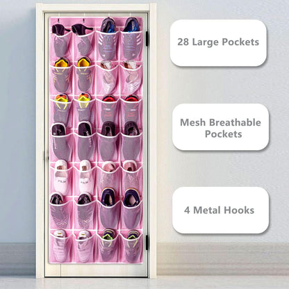 KEEPJOY 10 Tiers White Over Door Shoe Organizer Storage, Hanging Shoe Holder for Door with Large Deep Pockets, Fit 20-30 Pairs Shoe Rack for Sneakers, Boots (White)