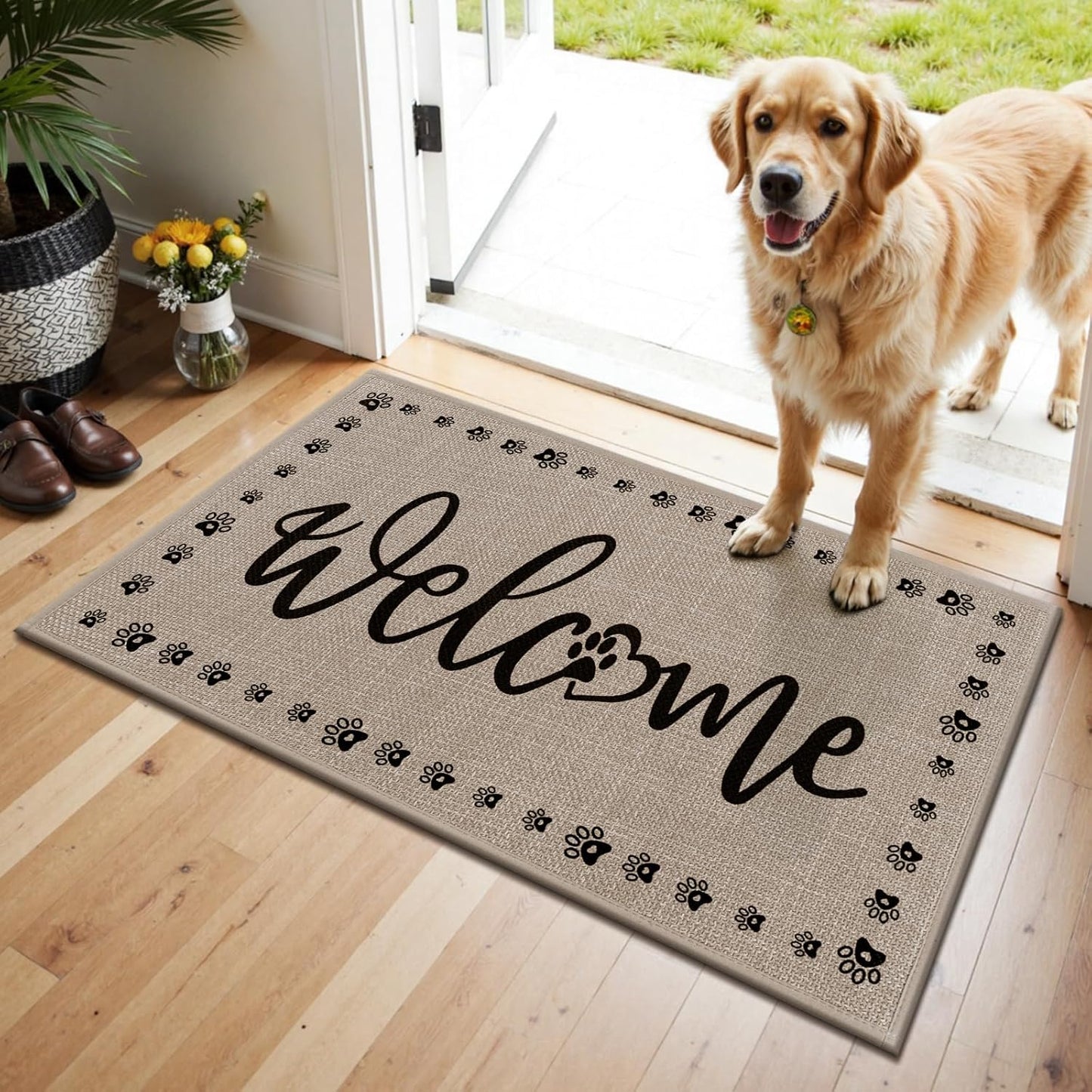 Vaukki Indoor Door Mat 17"x30", Ultra Thin Doormat Indoor Entrance, Non Slip Rubber Backed Inside Welcome Mat for Front Door, Low-Profile Washable Dirt Trapper Entry Floor Mat for Entryway, Sweet Home