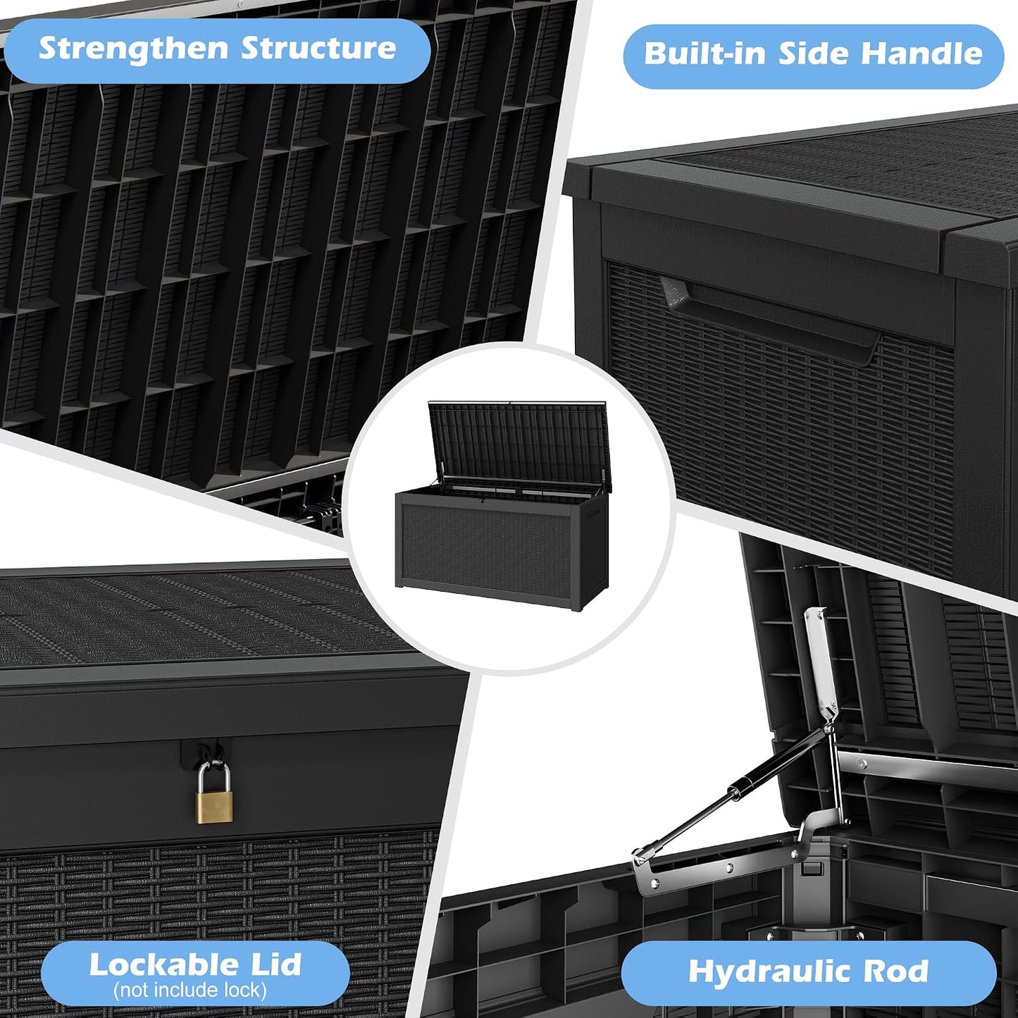 Outdoor Storage Box, 31 Gallon Resin Deck Boxes Outdoor Waterproof For Patio Furniture, Garden Tools, Pool Supplies, Lockable And UV Resistant (Rattan Gray)