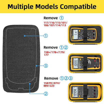 Carrying Case for Fluke 117/ 15B+/ 17B+/ 101/115/ 116/114/ 113/177/ 179/233/ 106/107 Digital Multimeter Testers and Accessories, Multimeter Storage Bag Organizer Box (with DIY Foam)