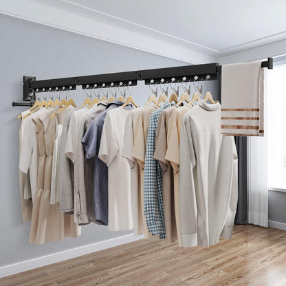 ZdwCyl Clothes Drying Rack Wall Mounted,Drying Rack Clothing,Clothes Hanging Rack,Retractable,Collapsible(Tri-Fold), White Color(Ring)