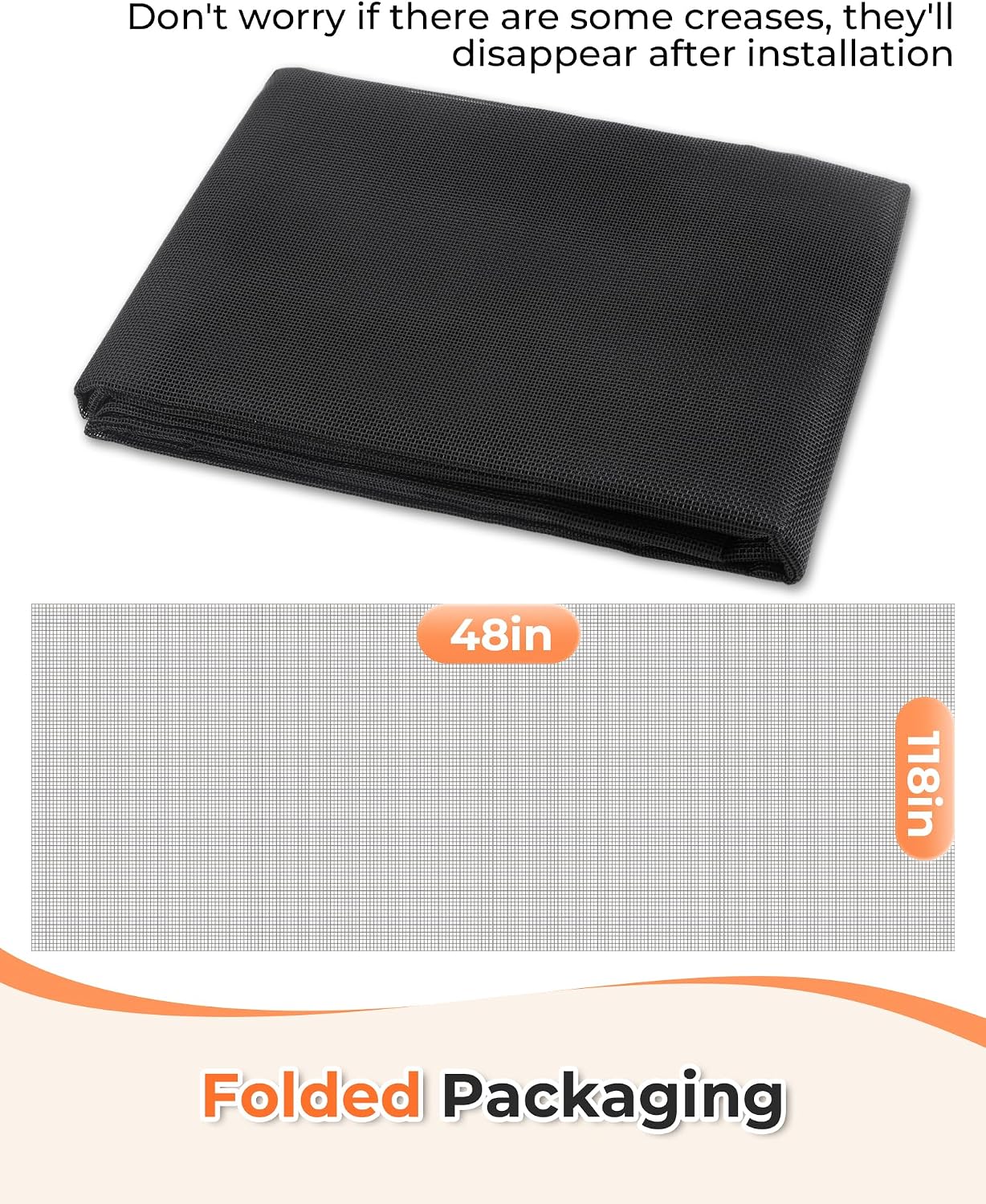 Gecork Black Window Screen Mesh, Durable Fiberglass Screen Replacement for Windows and Doors, High Light Transmission & Maximum Airflow, Easy to Cut & Install, 48" x 102"