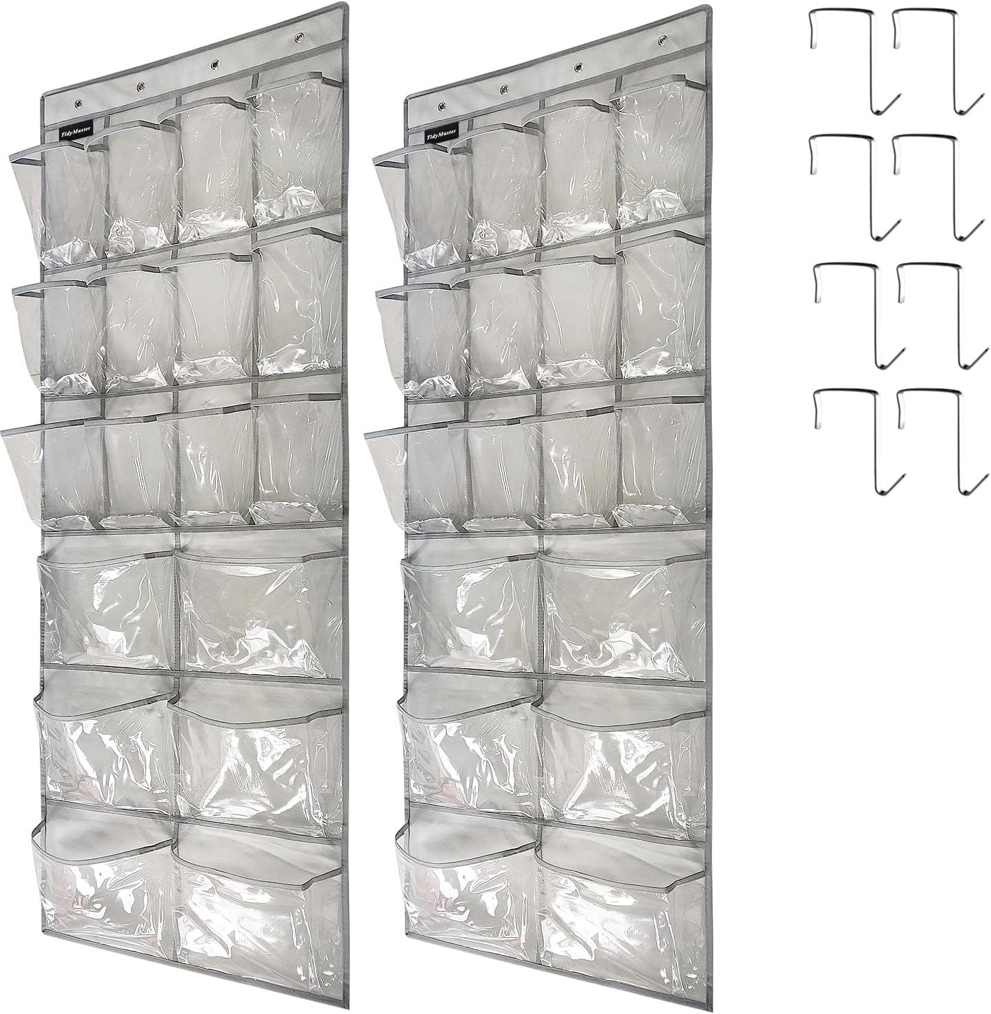 Extra Large Hanging Crystal Clear Over Door Shoe Organizers, Closet Shoe Organizer Shoe Rack Organizer Shoe Storage, 12+6Pockets, 4Hooks, white (59"x 21.6")