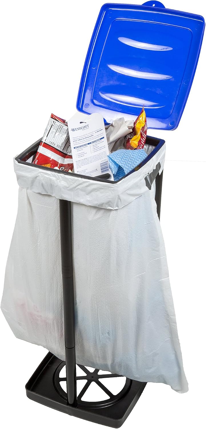 Wakeman Heavy Duty Black Trash Bag Portable Trash Bag Holder Stand with 7 Bags - Collapsible Trash Can Camping, RV, Kitchen, or Tailgate Party Garbage Bag Holder