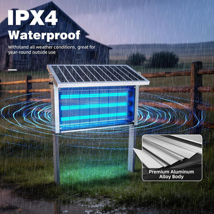 Powerful Large Solar Bug Zapper for 3000 sq.ft with 13FT Extension Cord | Rechargeable Outdoor Mosqutio Killer with 13W Solar Panel, Waterproof Solar Bug Zapper for Patio Garden Backyard RV Camping