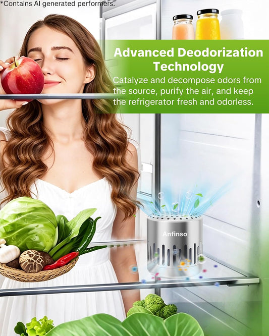 Fridge Deodorizer Refrigerator Odor Eliminator | Lasts for 10 Years, Home Kitchen Essentials Gadgets, More Effective Than Baking Soda Fridge & Charcoal Air Purifiers