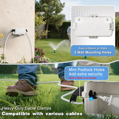 FLEMOON IP55 Outdoor Electrical Box Waterproof with Detachable Awning Covers, 7.1 * 3.9 * 2.4 inch Weatherproof Extension Cord Cover, Easy Installation for Outdoor Plug, Outlet, String Lights, Black