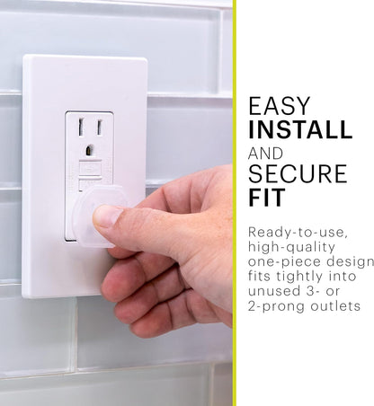 Power Gear Child Safety Electrical Outlet Covers, Tamper‑Resistant Plug Protectors for Standard Wall Outlets, Baby‑Proof & Child‑Proof Safety Caps, Clear, 60 Pack, 54615