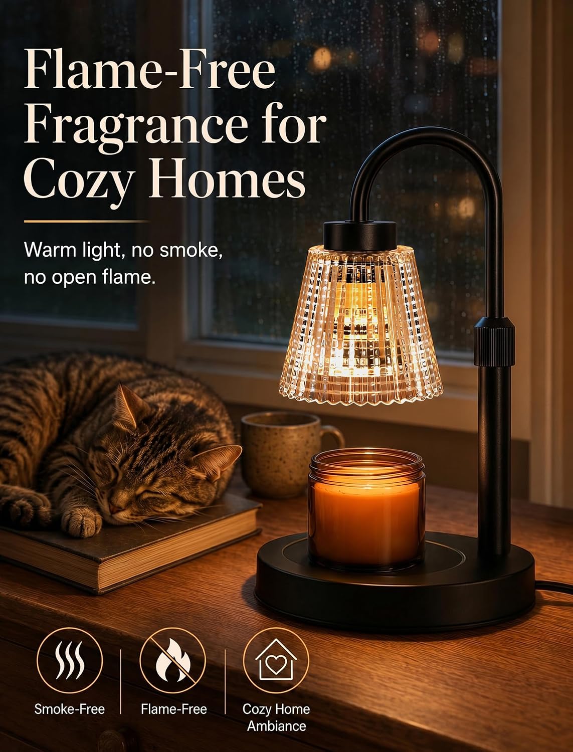 Girece Candle Warmer Lamp with Timer and Dimmer, Adjustable Height Electric Candle Warmer for Jar Candles, 2 Bulbs, Birthday Gifts for Women, Modern Home Decor Housewarming Gifts New Home