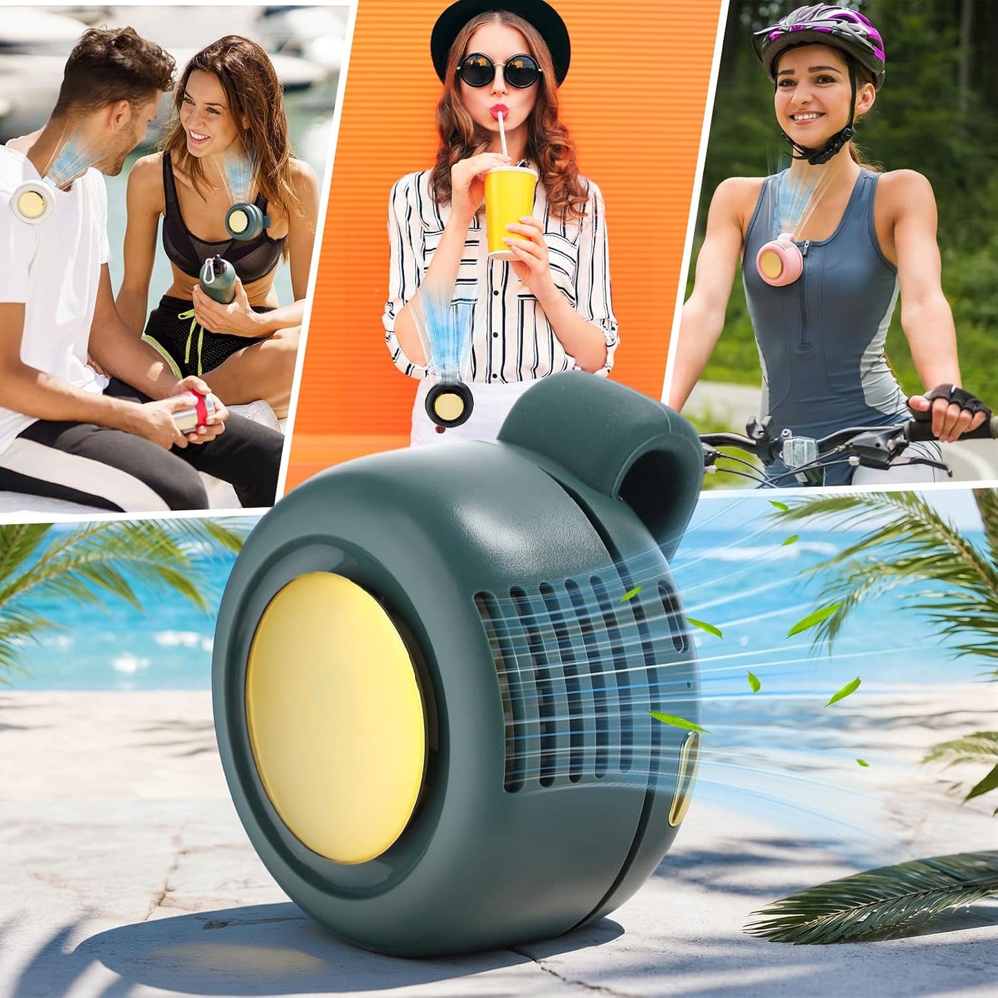 4 Pack 360° Portable Silent Mini Bladeless Electric Fan, Small Fan Clip on for Shirt & Waist, 3 Speeds Rechargeable Whirlwind Cooling Fans for Outdoor Travel Office(Pink)