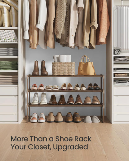 SONGMICS Shoe Rack, 6-Tier Shoe Organizer, Metal Storage Shelf, Upright or Upside Down, for 24-30 Pairs, Stackable, for Entryway, 11.8 x 36.2 x 42.7 Inches, Black ULSA306BH01