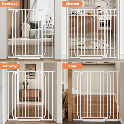 Baby Gate No Drilling, 29"-40" Auto Close Dog Gate Indoor for Doorways & Stairs, Pressure Mounted Adjustable Pet Gate, Easy Walk Through Child Gate for Children & Pets Stroller Friendly, White