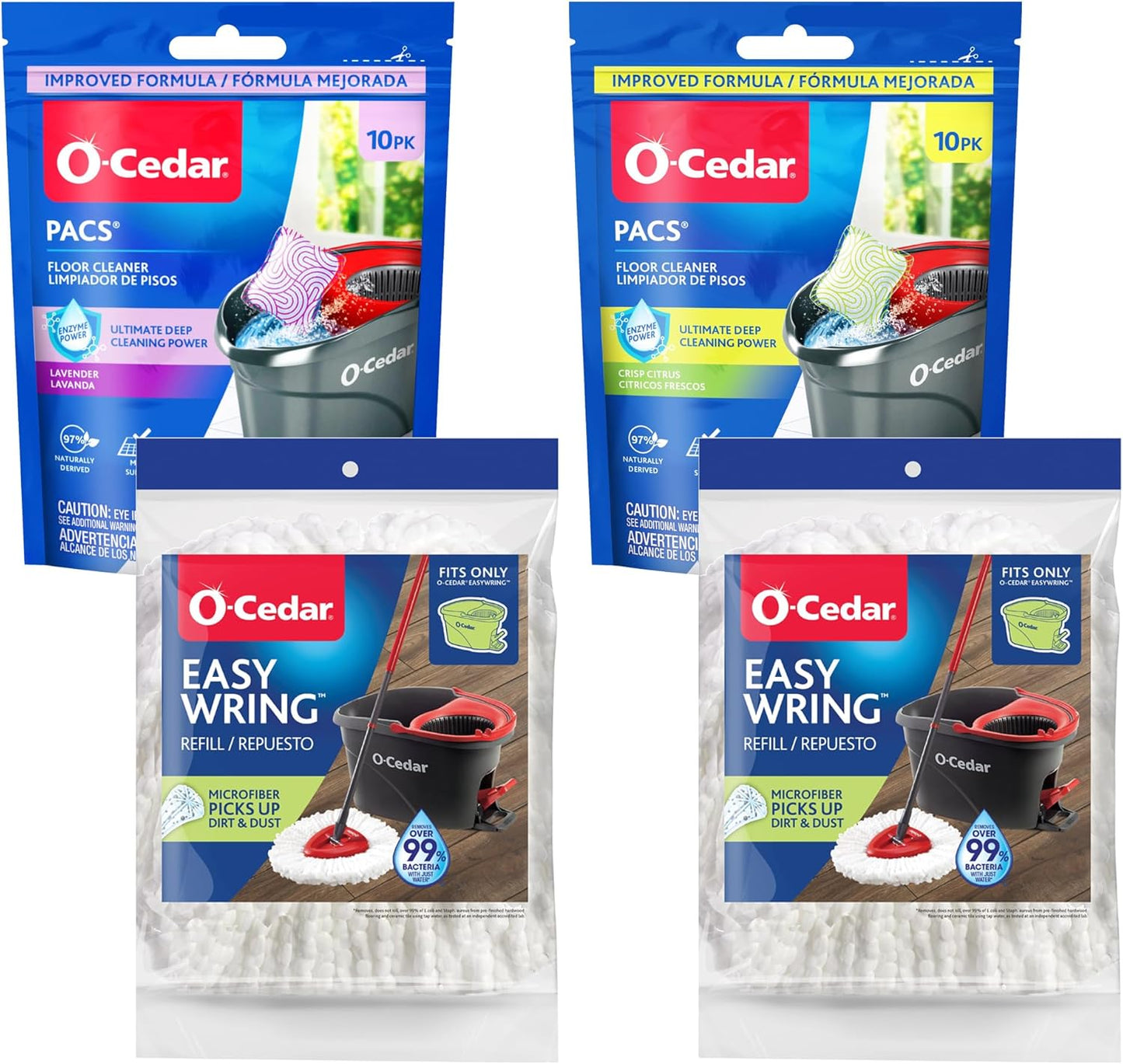 O-Cedar System Easy Wring Spin Mop & Bucket with 3 Extra Refills