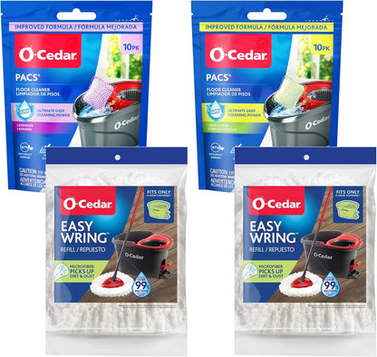 O-Cedar System Easy Wring Spin Mop & Bucket with 3 Extra Refills