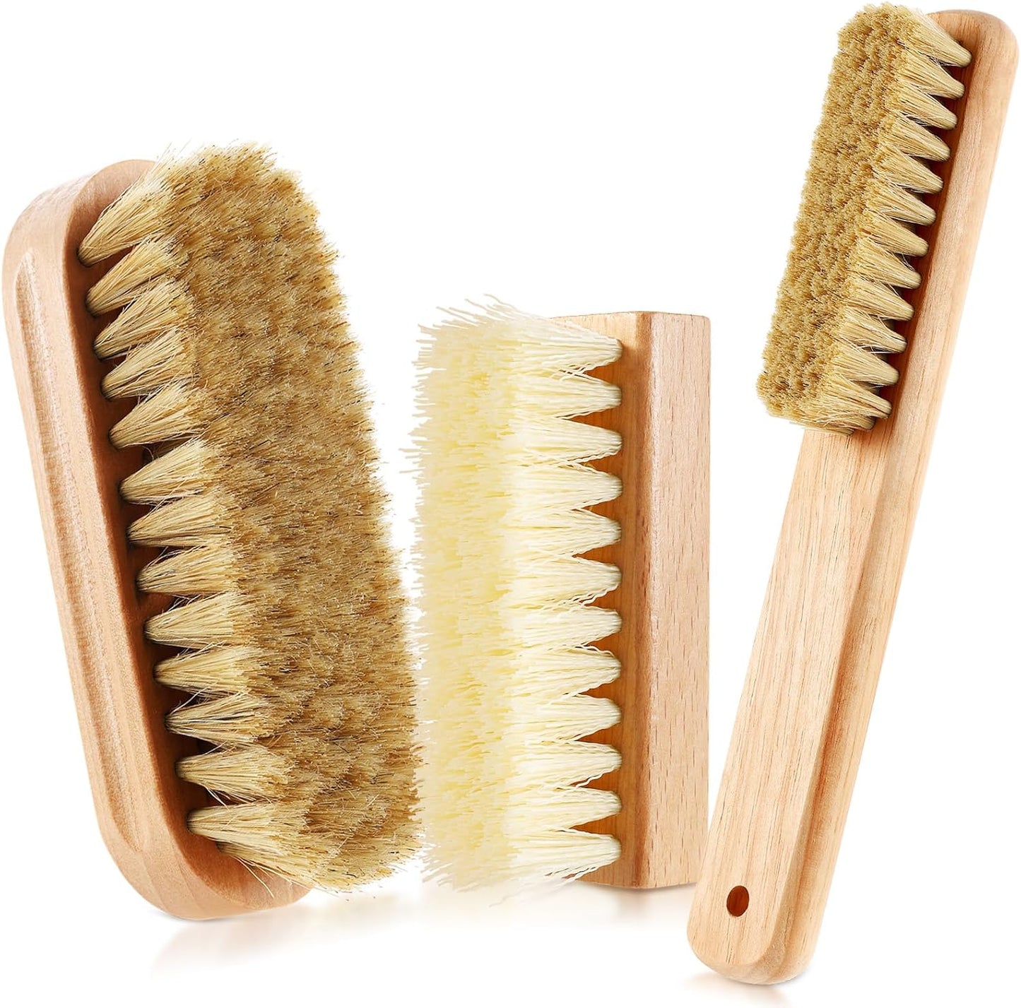 3 Pcs Wood Laundry Stain Brush Stain Remover Brushes with Boar Bristle Small Stain Brush for Clothes for Scrubbing Stains from Furniture Fabric Leather(3 Pcs C)