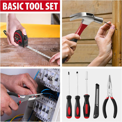 146-Piece Household Tool Kit - Perfect for Home Repair, Car Maintenance, DIY Projects - Complete Set w/Hammer, Screwdrivers, Pliers, Wrench with Storage ToolBox - Ideal Gift