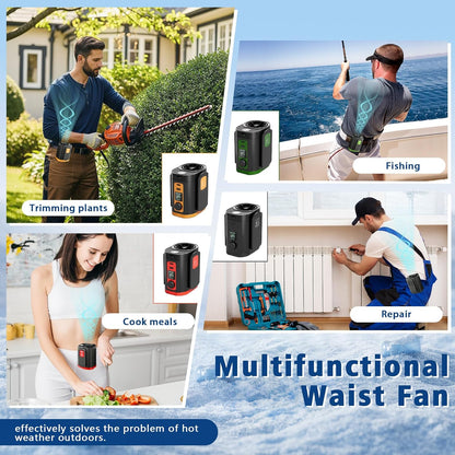 Portable Fan,120-Speed Adjustable Waist Clip Fan Turbo Cooling, Rechargeable Clip-On Personal Fan with LED flashlight,for Outdoor,Travel,Camping