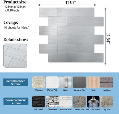 2026 New Upgrade Peel and Stick Backsplash Tile, Peel and Stick 11.34" X 11.57" Wall Tile for Kitchen, Bathroom, Fireplace, Laundry (Beige Ecru, 10 Packs)