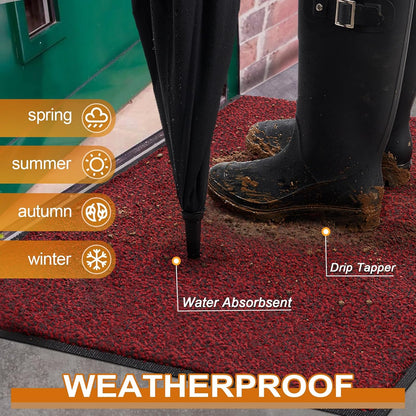 Mibao Front Door Mat, Dirt Trapper Welcome Mat for Outdoor Indoor, Non-Slip Waterproof Doormat, Durable Machine Washable Low Profile Entry Rug for Back Door Outside Patio Porch, 29.5" x 17", Grey