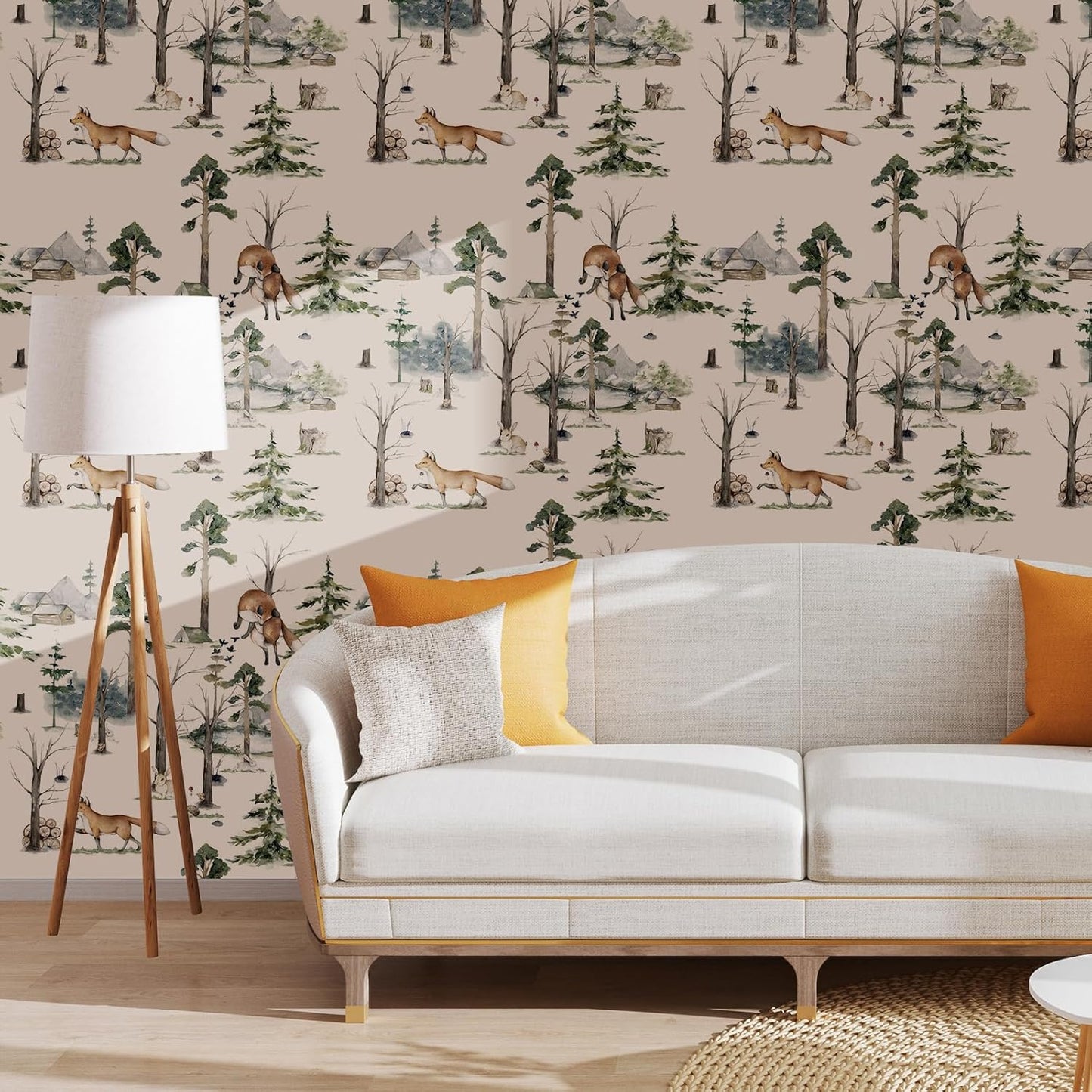 Floral Peel & Stick Wallpaper - Boho Removable Wallpaper for Bedroom & Bathroom - Black/Sand/Oliva - Easy Peel Off - Vintage - Renter Friendly - 118.1" X 17.7"